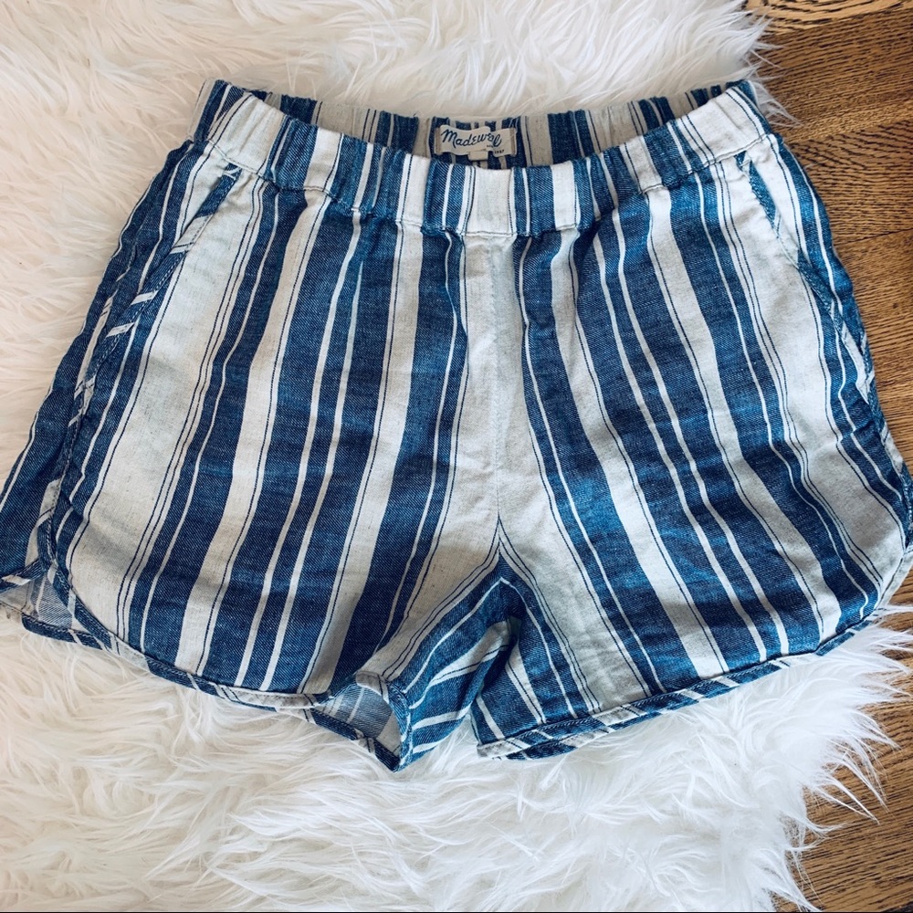 Madewell striped linen pull on shorts